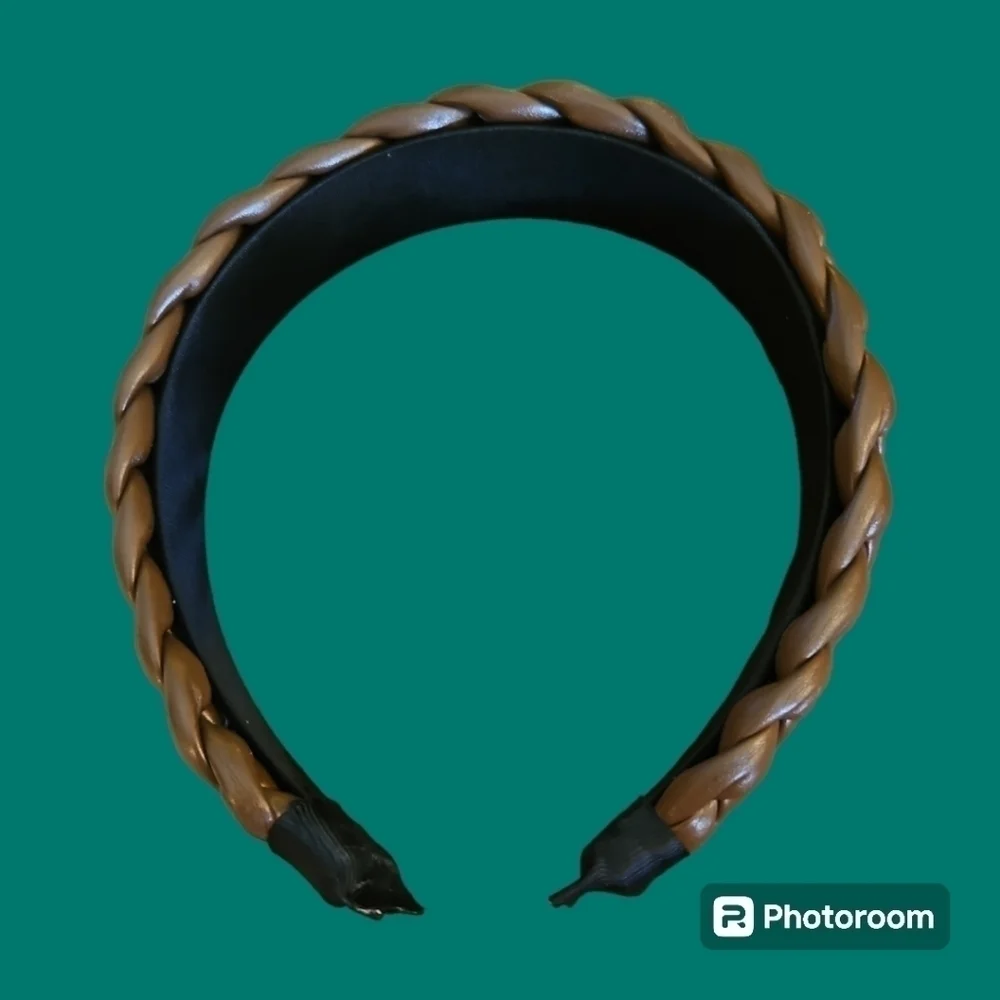 3/$20 Brown Faux Leather Braided Headband